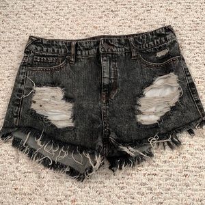 High rise denim short
